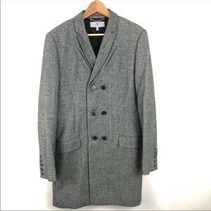7 For All Mankind Gray Chevron Wool Long Coat M